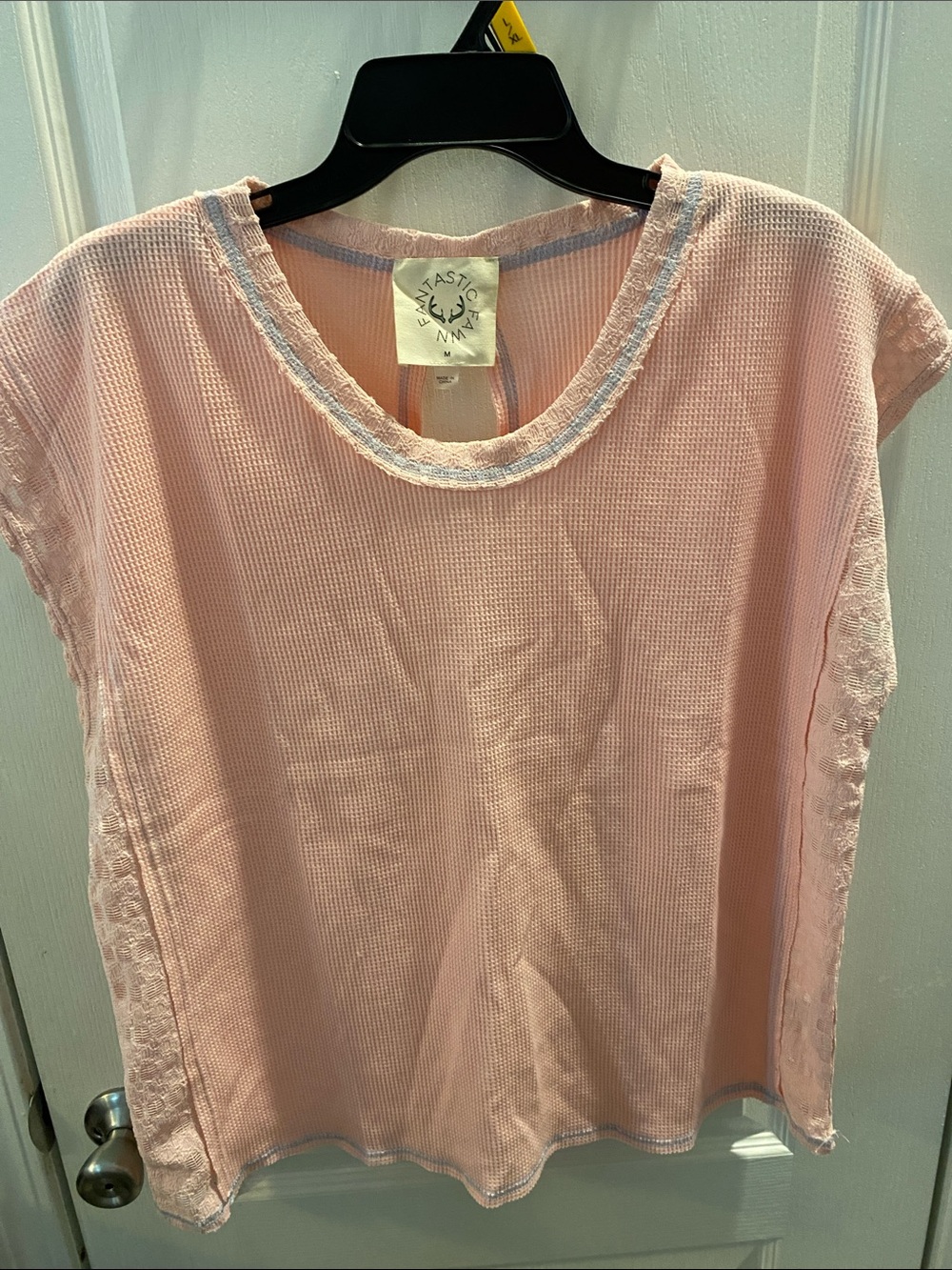 Fantastic Fawn Light Pink Waffle Knit Cap Sleeve Top